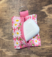 Daisy Pink floral small zippered pouch